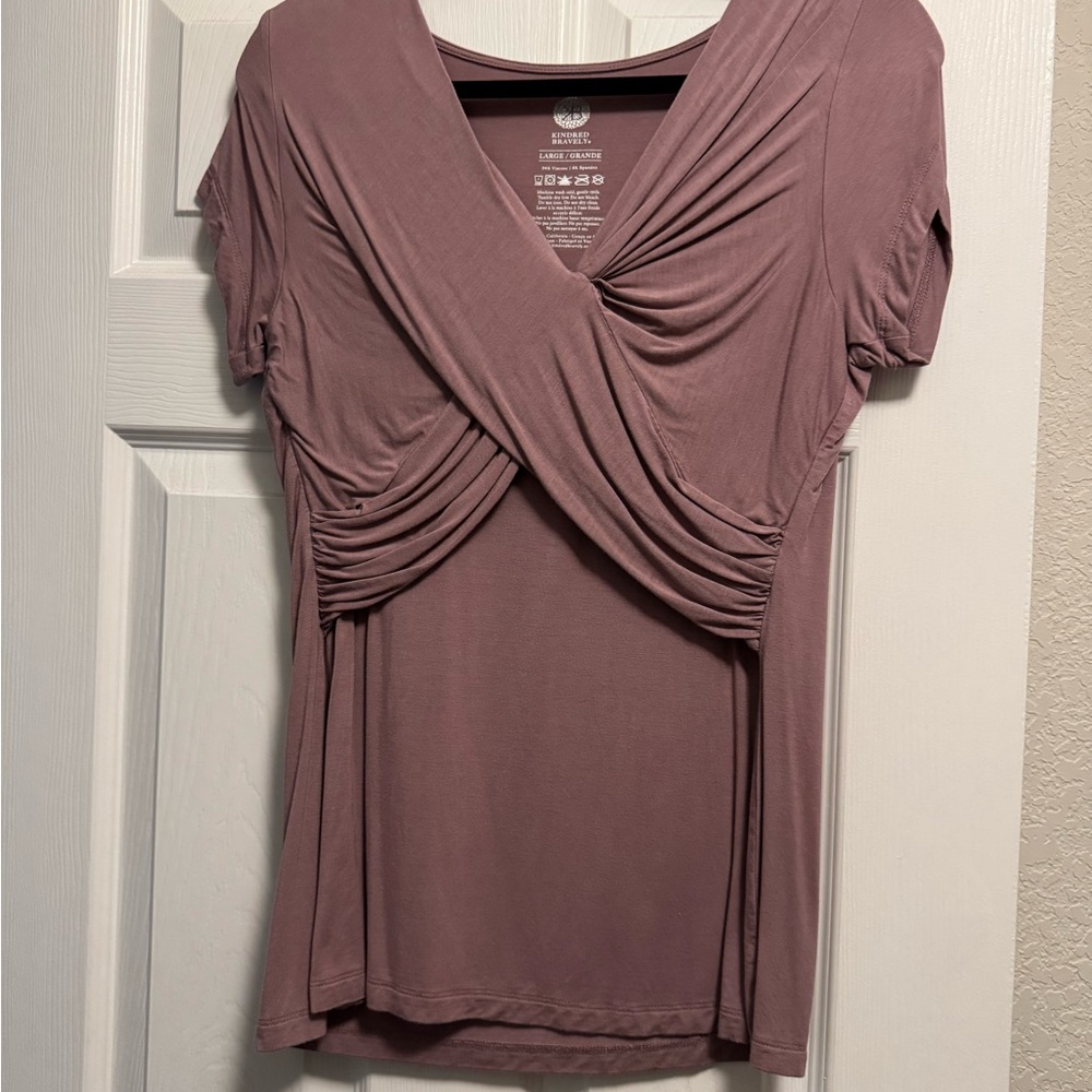 Kindred Bravely, Davy Maternity & Nursing Short Sleeve Top, Dusty Muave